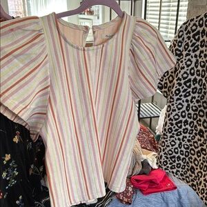 Madewell Women's Striped Flutter Sleeve Top - Multicolor
